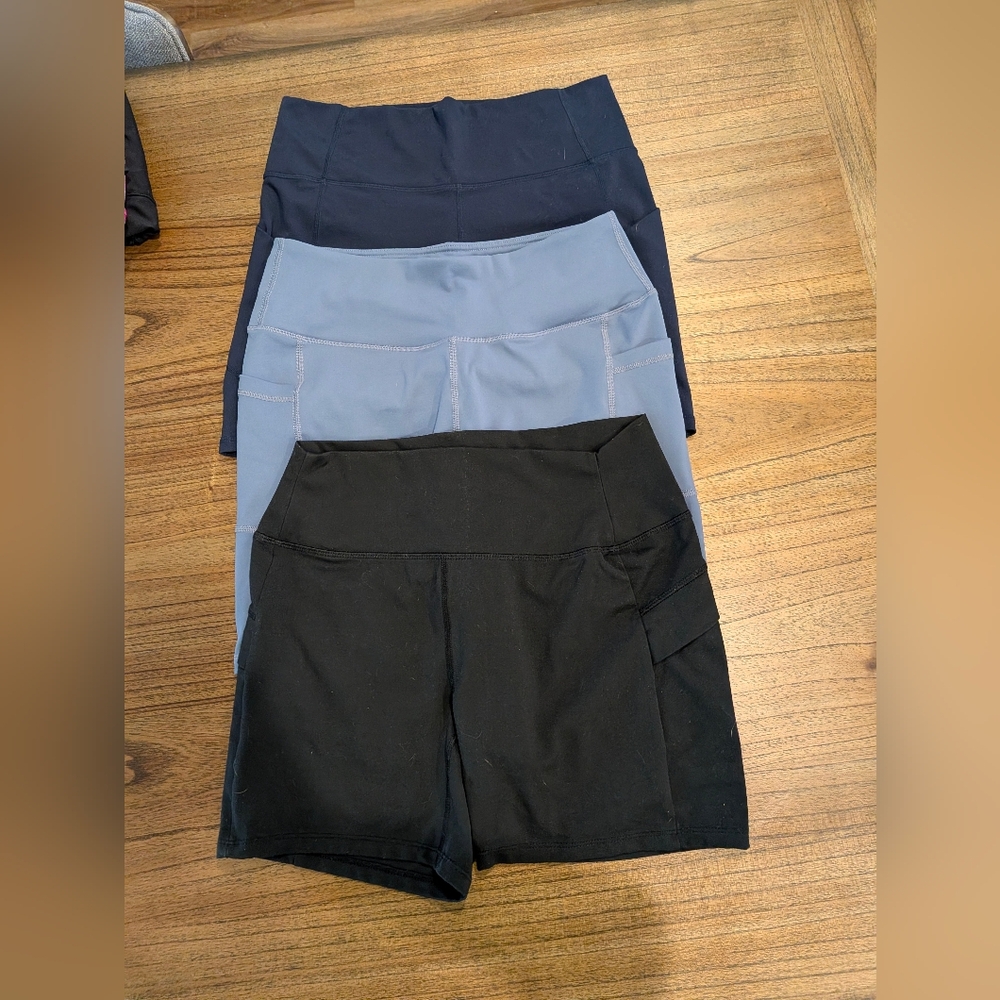 Set of Three Athletic Shorts - Black, Gray, and Navy